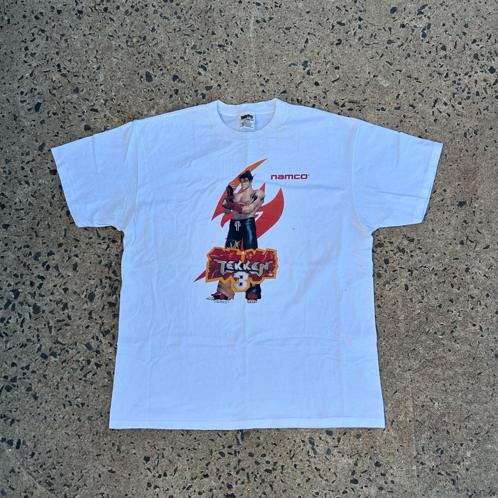 VTG Rare 90’s Tekken 3 Namco Video Game Tag Power Pro T Shirt White Size XL USA